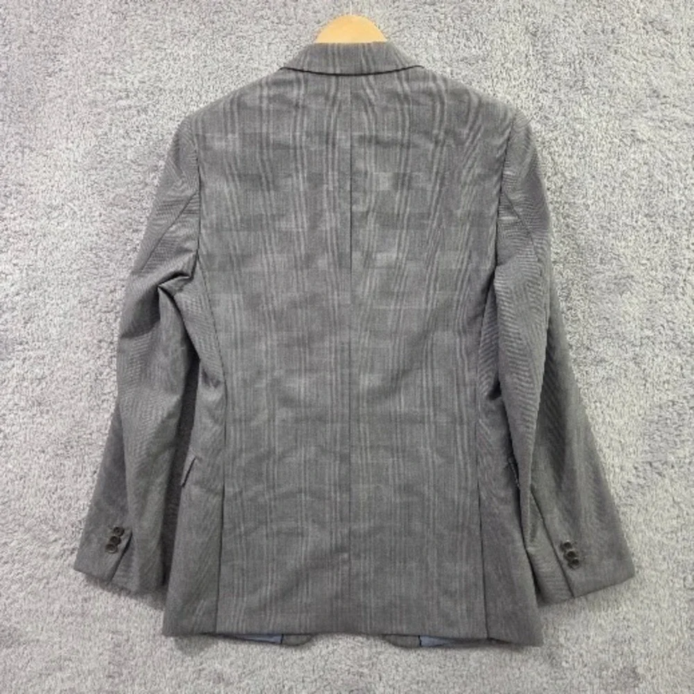 Banana Republic 36R Tailored Fit Blazer Mens Gray Glen Plaid Wool Jacket Classic